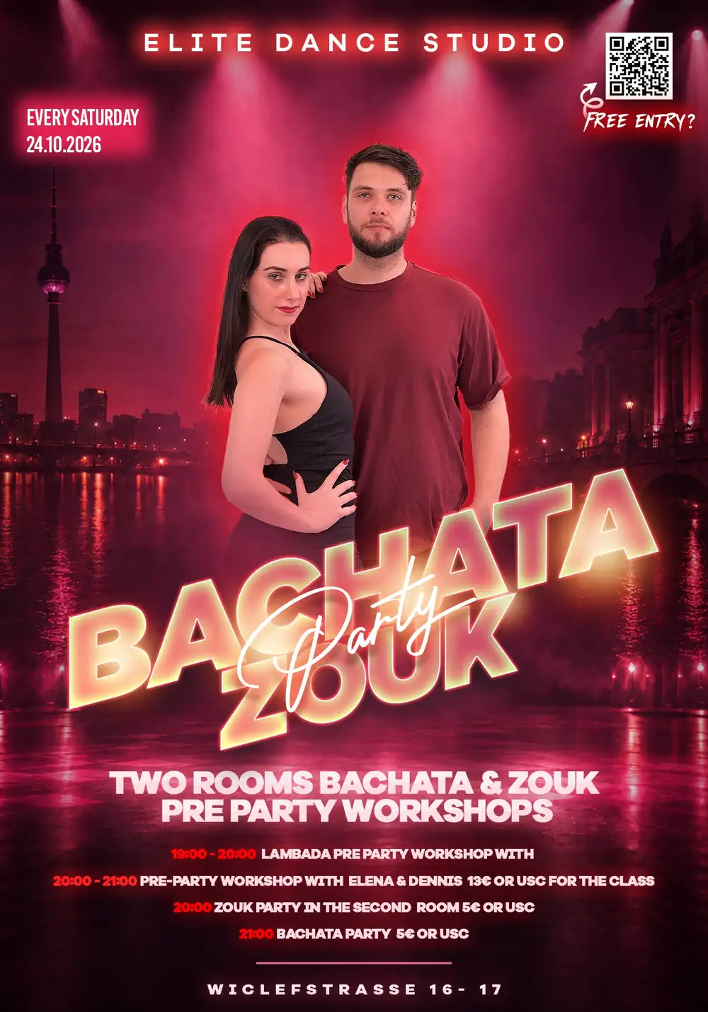 Bachata und Zouk Party jeden Samstag im Elite Dance Studio Berlin